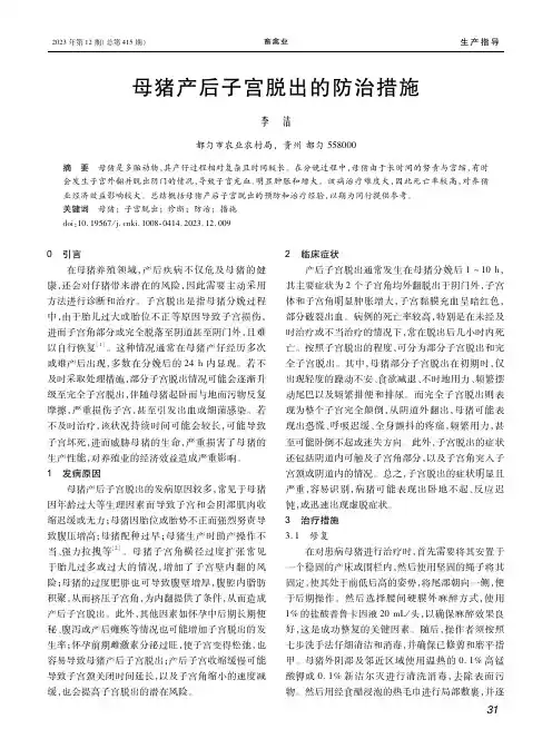 母猪产后子宫脱出的防治措施
