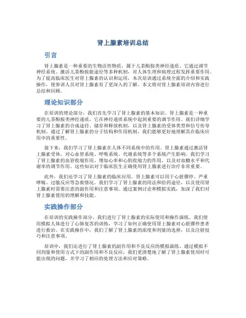 肾上腺素培训总结
