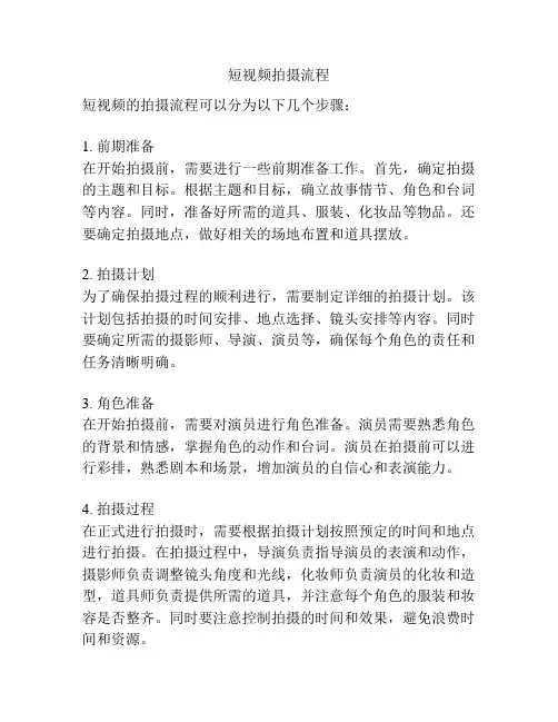 短视频拍摄流程