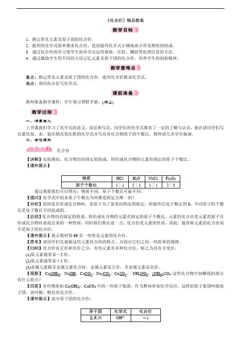 《化合价》精品教案