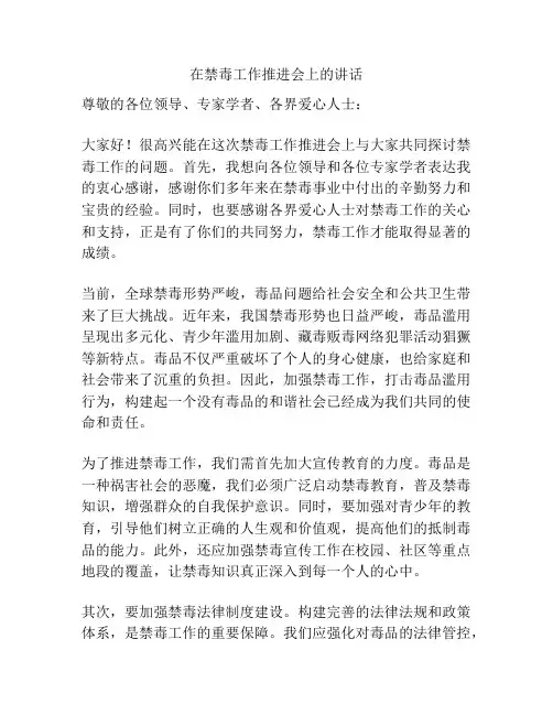 在禁毒工作推进会上的讲话