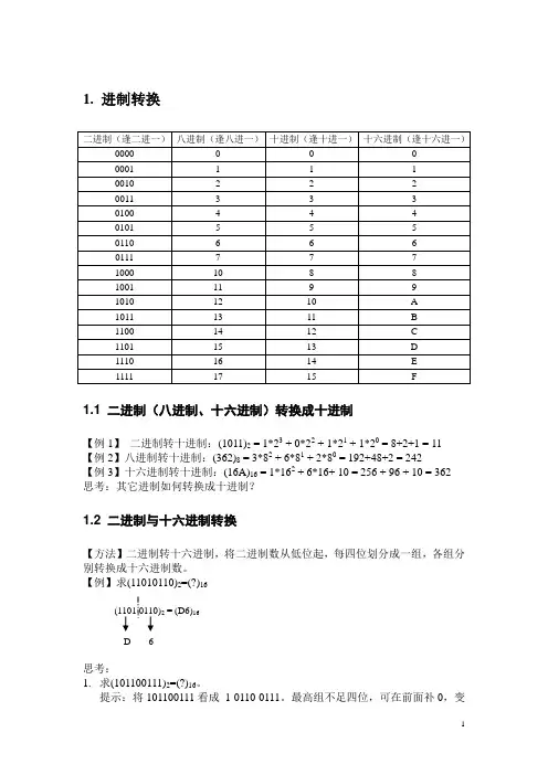 计算机编码及进制转换