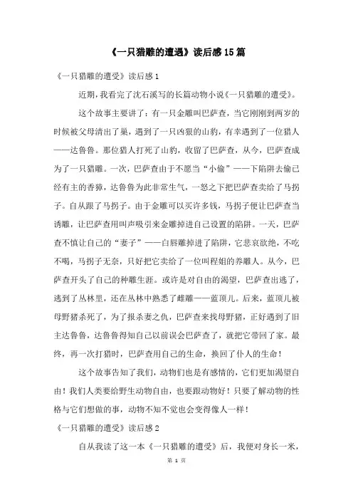 《一只猎雕的遭遇》读后感15篇