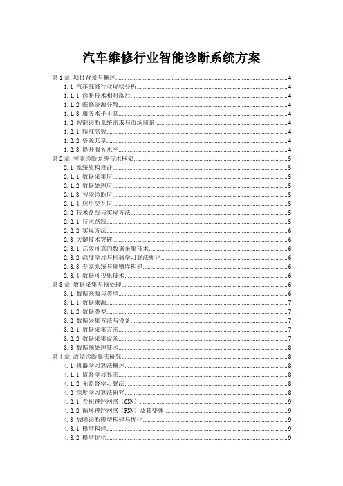 汽车维修行业智能诊断系统方案