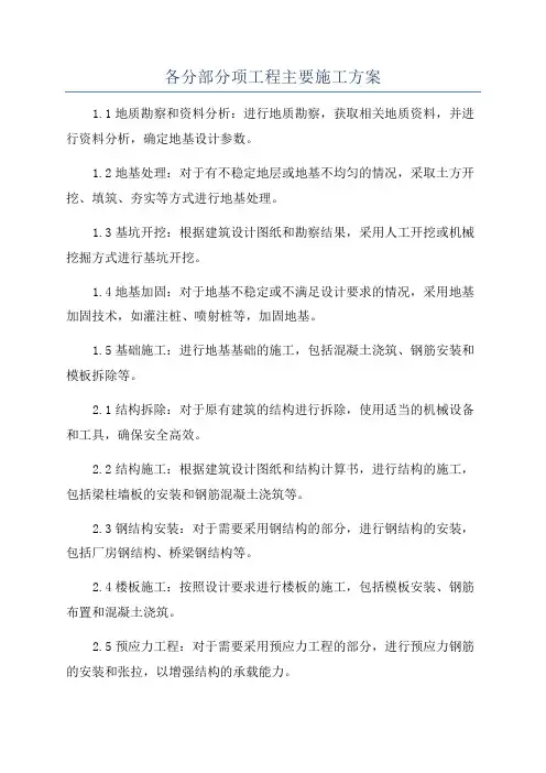 各分部分项工程主要施工方案