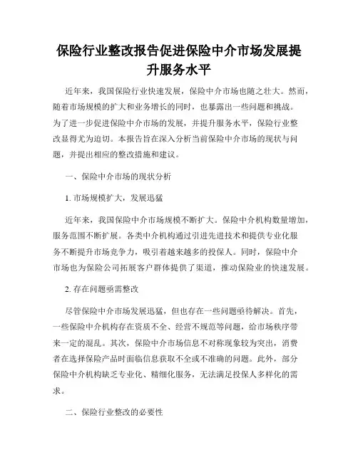 保险行业整改报告促进保险中介市场发展提升服务水平