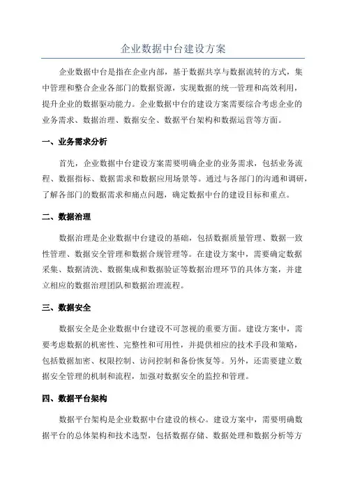 企业数据中台建设方案