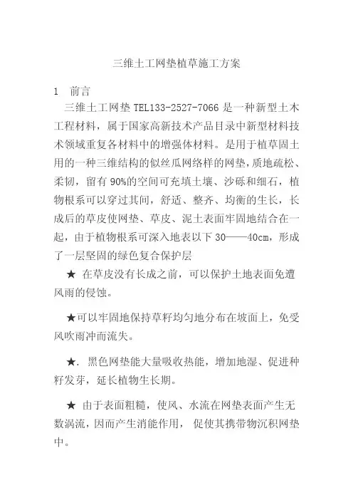 三维土工网垫植草绿化施工