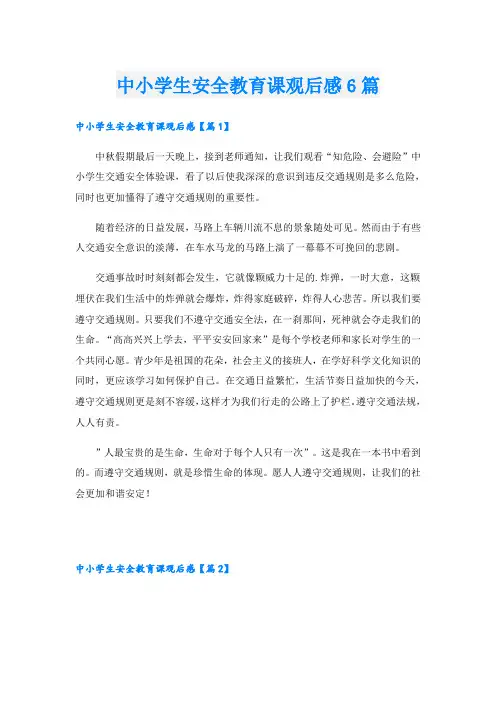 中小学生安全教育课观后感6篇