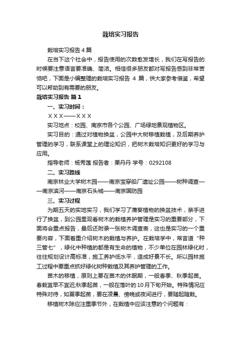 栽培实习报告