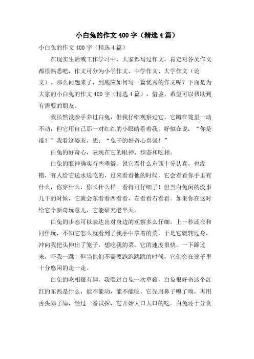 小白兔的作文400字(4篇)
