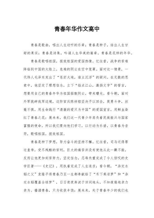 青春年华作文高中