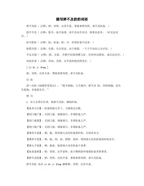 描写猝不及防的词语