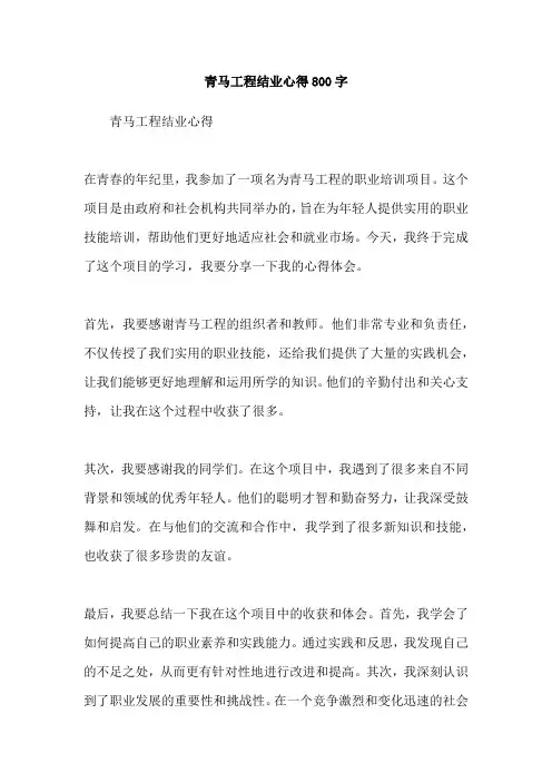 青马工程结业心得800字