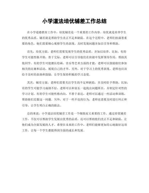 小学道法培优辅差工作总结