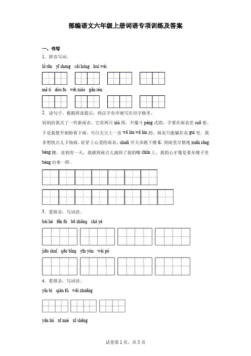 部编语文六年级上册词语专项训练及答案