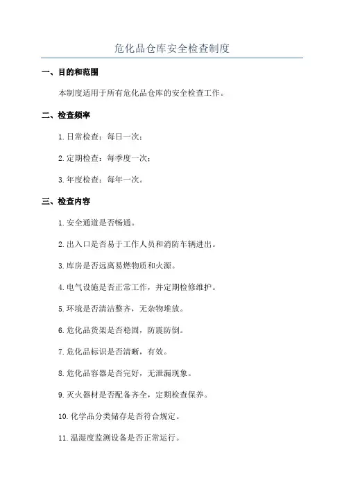 危化品仓库安全检查制度