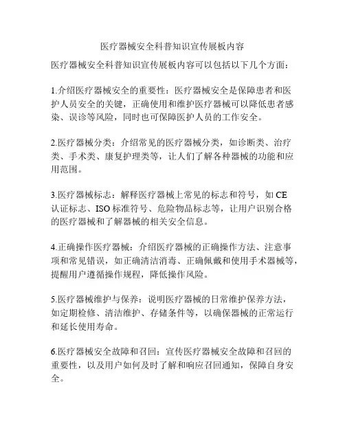 医疗器械安全科普知识宣传展板内容