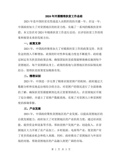 2024年开展精准扶贫工作总结