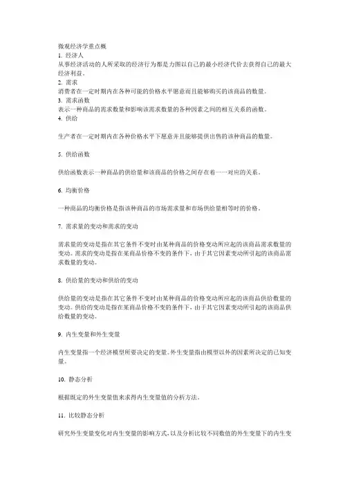 考研 微观经济学重点总结