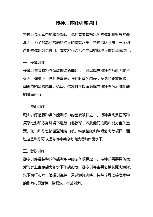 特种兵体能训练项目