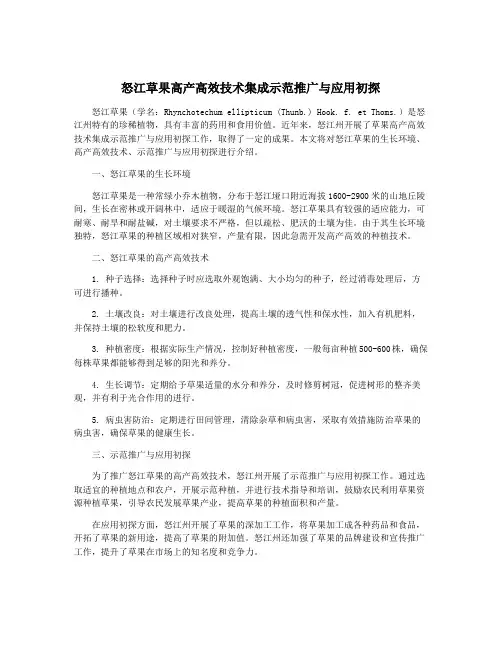 怒江草果高产高效技术集成示范推广与应用初探