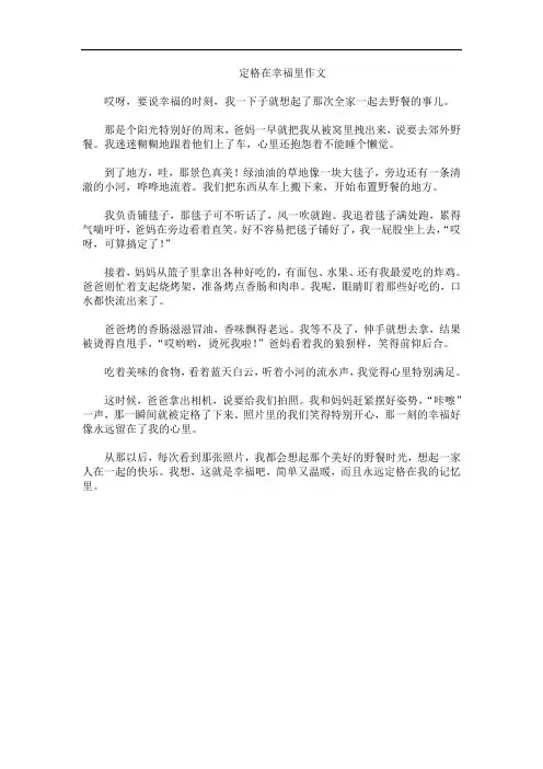 定格在幸福里作文