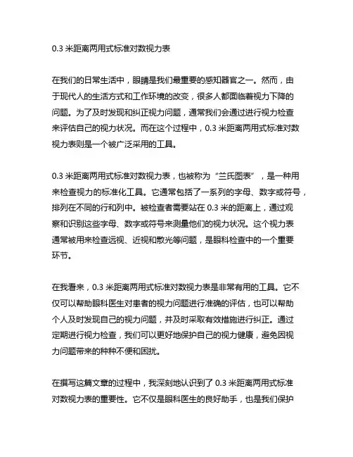 0.3米距离两用式标准对数视力表