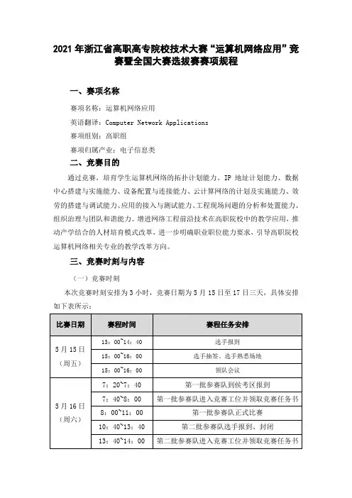 浙江省高职高专院校技术大赛运算机网络应用竞赛