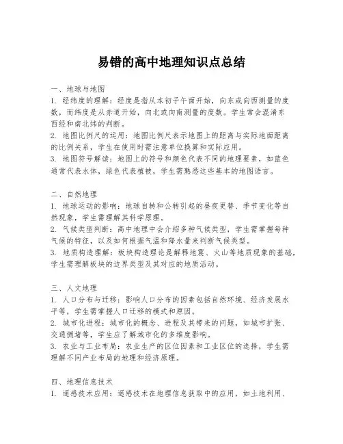 易错的高中地理知识点总结