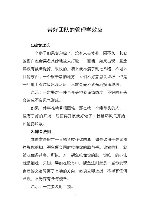 带好团队的管理学效应