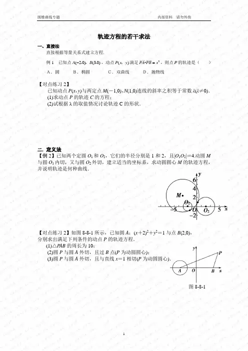 圆锥曲线轨迹及方程