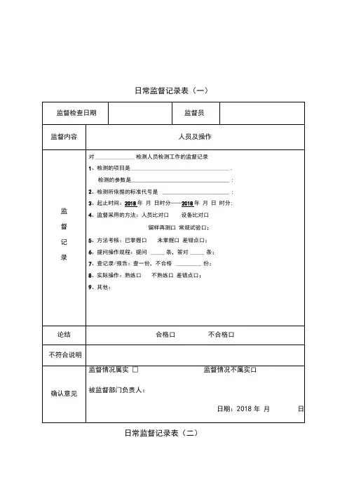 实验室质量监督记录填写模板