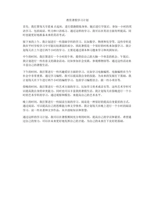 教资暑假学习计划
