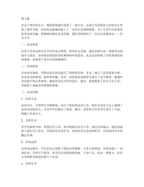 社会实践活动扫雪小学(3篇)