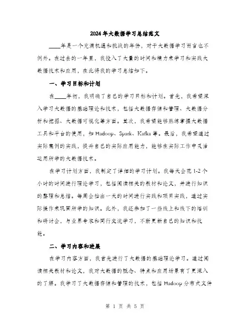 2024年大数据学习总结范文(2篇)