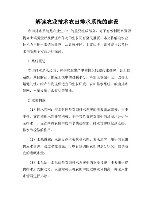 解读农业技术农田排水系统的建设
