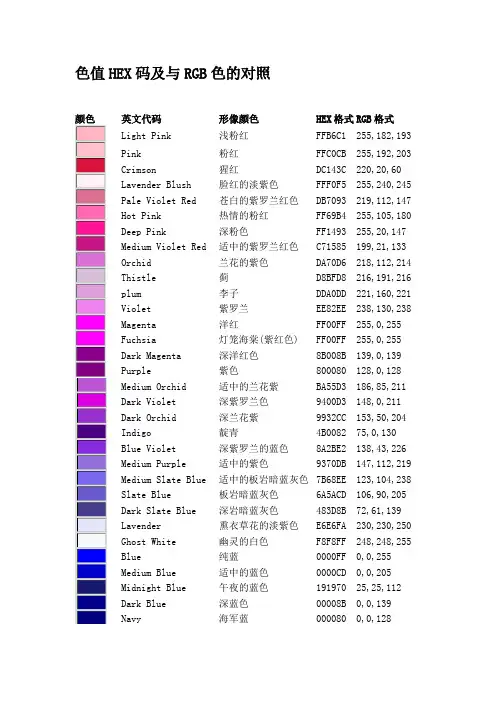 色值HEX码