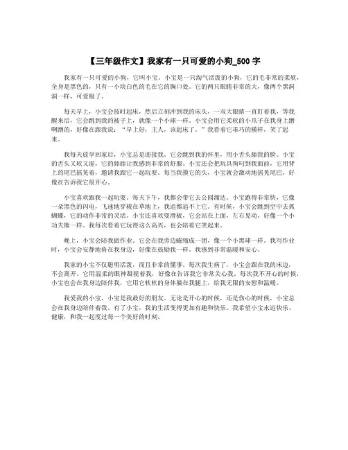 【三年级作文】我家有一只可爱的小狗_500字