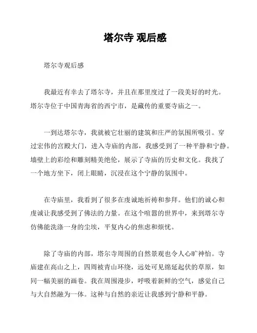 塔尔寺 观后感