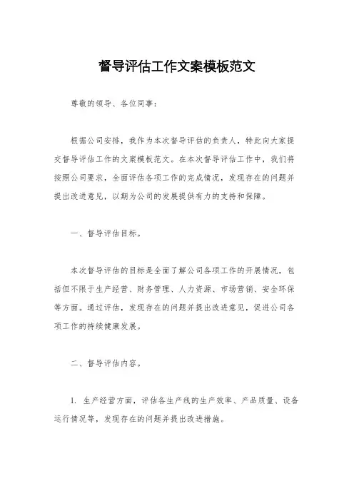 督导评估工作文案模板范文