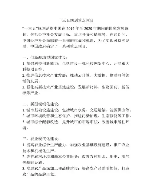 十三五规划重点项目