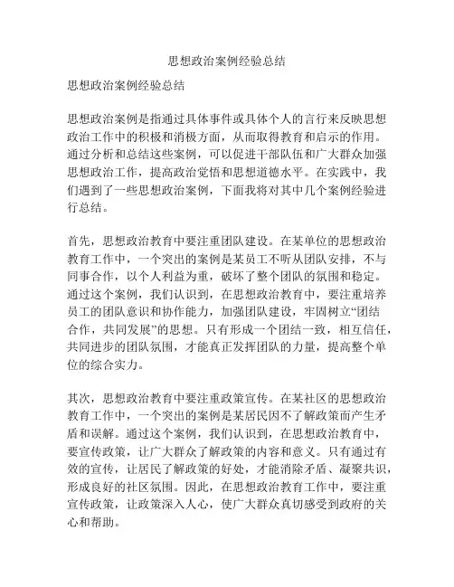 思想政治案例经验总结