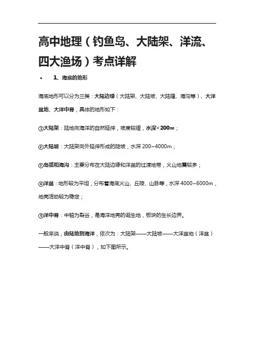 [全]高中地理(钓鱼岛、大陆架、洋流、四大渔场)考点详解