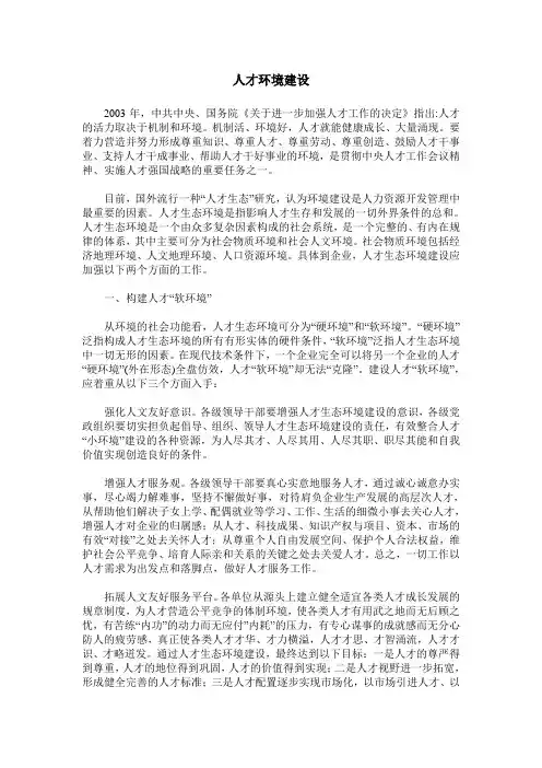 人才环境建设