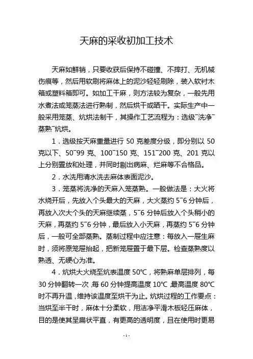 天麻的采收初加工技术