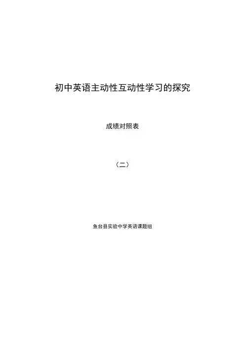 实验成绩前后测试对照表(二)