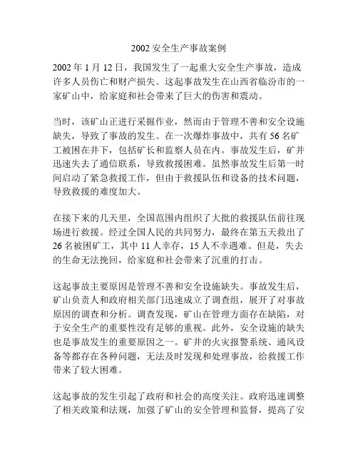 2002安全生产事故案例