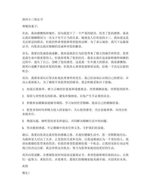 扬州小三保证书