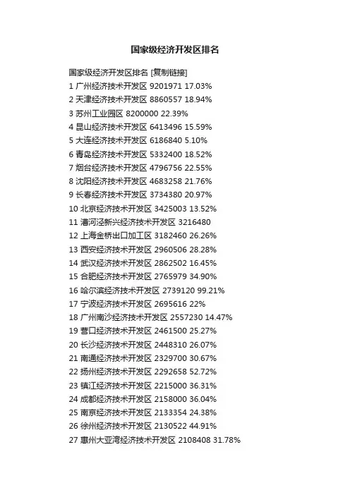 国家级经济开发区排名